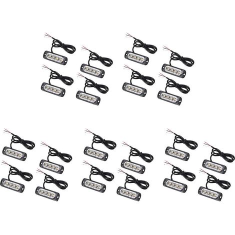 Lot de 20 feux stroboscopiques de dépannage à 4 LED ambrées 12V/24V, clignotants orange pour calandre (1/5)