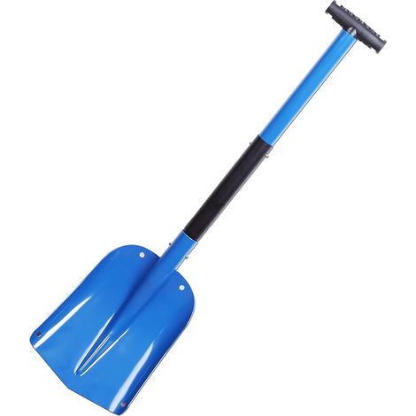 Pelle de sport en aluminium de 82,5 cm (32,5 po), pelle de camping utilitaire et extensible, pelle de jardin, pelle à neige légère pour les urgences en voiture, conception pliable en 3 pièces, bleue (1/4)