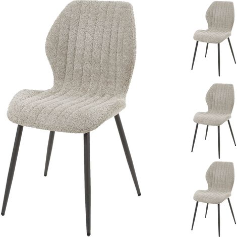 Lot de 4 chaises repas 48x58x86 cm en tissu bouclette sable