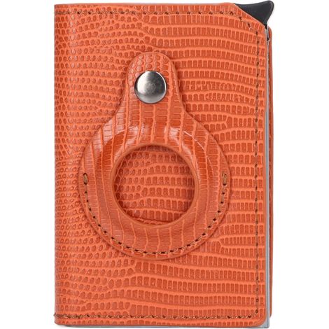 Portefeuille porte-cartes en alliage d'aluminium, motif lézard abricot, protection RFID, clip à billets, cadeau homme femme