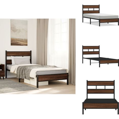 Cadre de lit sans matelas chêne marron 100x190 cm - Cadre De Lit - Cadres De Lit - Lit Simple - Lit (1/5)