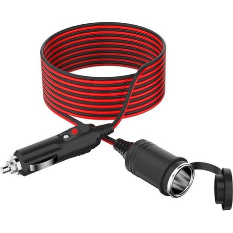 3M 12V-24V Kfz-Zigarettenanzünder-Verlängerungskabel, wasserdicht, 17 AWG Kfz-Stecker mit 15A-Sicherung, DC-Adapter-Stromverlängerungskabel für Mobiltelefone und Tablets, Zigarettenanzünderstecker (1/5)