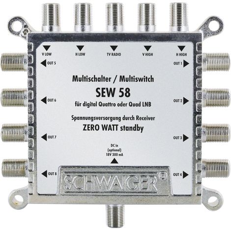 Schwaiger SAT-Multischalter 5-8 SEW58 531 passiv mit 5 Eingängen & 8 Ausgängen Verstärker & Verteiler (1/5)
