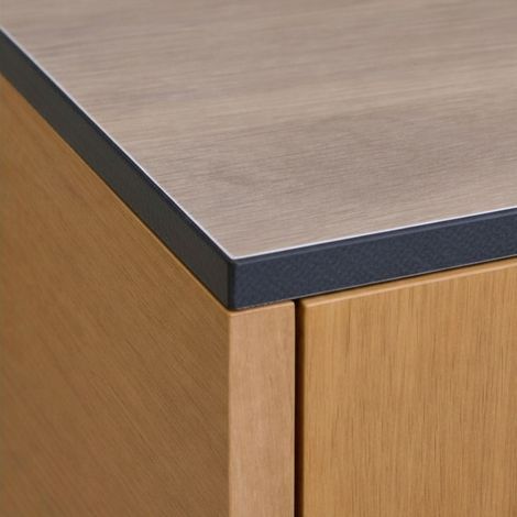 Piano in HPL per mobile lavabo da 70 cm, formato Castello Rovere 70x46 cm con fori. (1/5)