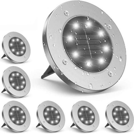 Lampes solaires d'extérieur pour jardin - Lot de 6 lampes solaires de jardin avec LED, étanches et décoratives. (1/3)
