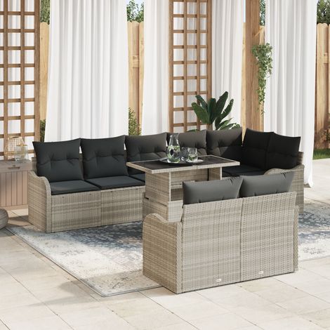 Lounge Set 9 pcs Light Grey Poly rattan vidaXL (1/5)