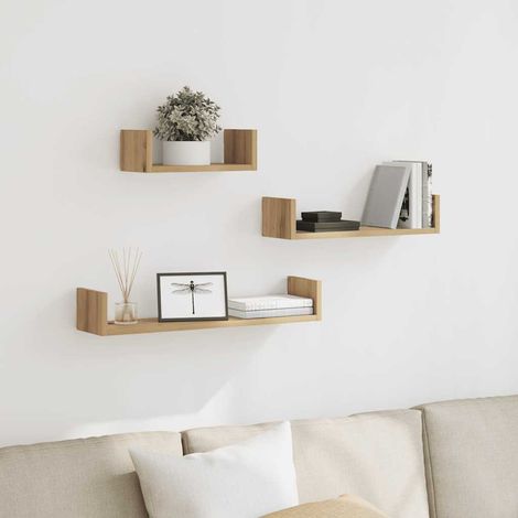 Wandregale 3 Stk. Artisan-Eiche Holzwerkstoff