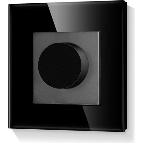 Variateur d'intensité avec bouton rotatif - Interrupteur rotatif encastré - Pour ampoules LED à intensité variable et ampoules halogènes - Noir - 500 W - Pas besoin de câble neutre (1/5)