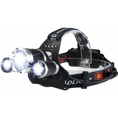 Lampe frontale étanche avec 3 LED rechargeables (1/5)