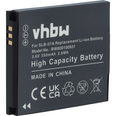 vhbw Akku Ersatz für Samsung SLB-07A, SLB-07B für Kamera (550 mAh, 3,6 V, Li-Ion) (1/5)