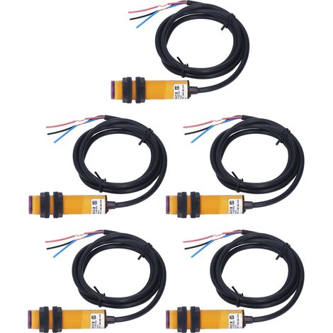 Lot de 5 interrupteurs photoélectriques infrarouges NPN normalement fermés, capteur photoélectrique de détection de 5 à 30 cm, 10-36 V CC (1/5)