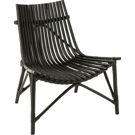Fauteuil Design en Rotin "Margery" 84cm Noir (1/5)