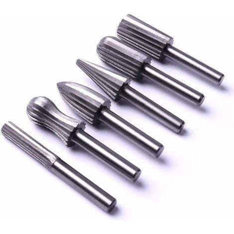 6 pièces 6mm 1/4 "jeu de limes à fraises rotatives en acier pour métal plastique bois pierre meulage ébavurage (1/4)