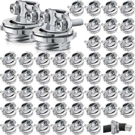 50 Stück Kabelverbinder, Klemmverbinder für Kabelkanäle, Rohrschellen für elektrische Leitungen, Metallrohre, Schutzkabel, Silber-Zink, 3/4 Zoll