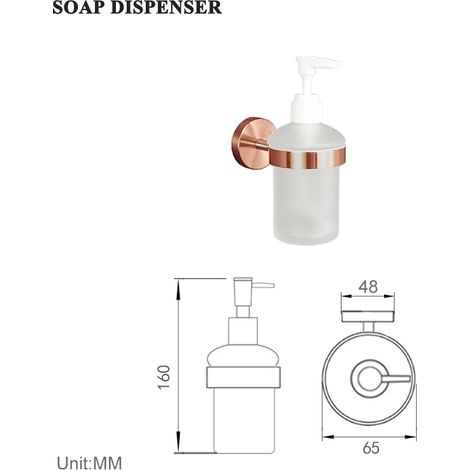 (Distributeur de savon) Porte-serviettes/crochet/porte-savon/porte-brosse WC/porte-essuie-tout/accessoires de salle de bain en or rose brossé de haute qualité (1/5)