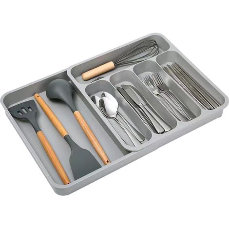 Organizzatore per cassetti per utensili, porta posate, 6 scomparti  Organizzatore per cassetti da cucina per posate, utensili, spesa, bagno, camera da letto (1/5)