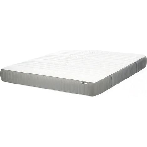 Colchón de espuma visco gel medio con funda extraíble de poliéster con cremallera blanco y gris 160 x 200 cm Happiness