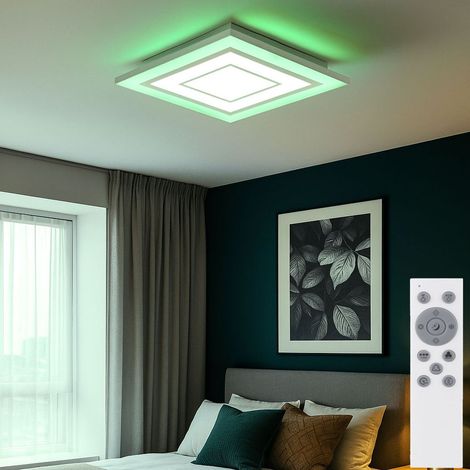 LED Deckenleuchte RGB Farbwechsel Wohnzimmerleuchte dimmbar Deckenlampe CCT weiß, Timer Nachtlichtfunktion, 18W 2400Lm warm-kaltweiß, LxBxH 43,8x43,8x6,9 cm (1/5)