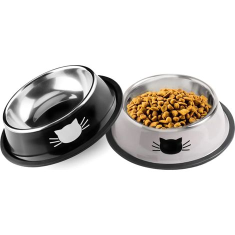 Edelstahl-Futternapf mit Katzenmotiv, farbiger Edelstahl-Hundenapf, rutschfester und kippsicherer Edelstahl-Hundenapf. (1/5)