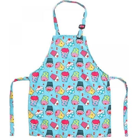 Kinderschürze aus Canvas mit Cartoon-Motiven, verstellbarem Nackenband, Kinderschürze zum Kochen, Backen und Malen