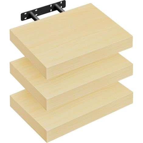 Lot de 3 Étagère Murale WOLTU, 30x22.9x3.8cm, Étagère Flottante de CD, Jaune Chêne (1/5)