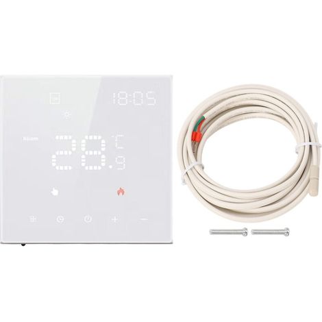 Thermostat de maison intelligente, couleur blanche, tactile, numérique, pour bureau, 100 à 250vac, 16a, chauffage électrique au sol (1/5)