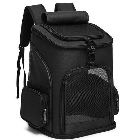Sac à dos pour chien et chat - Sac à dos pour animal de compagnie - Portable - Pliable - Extensible - Respirant - En maille (1/5)