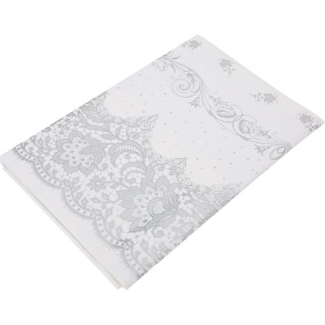 Nappe En Papier Jetable 140x140cm Design Floral Argenté Pour Mariage Anniversaire Fête - Lot De 1 (1/5)