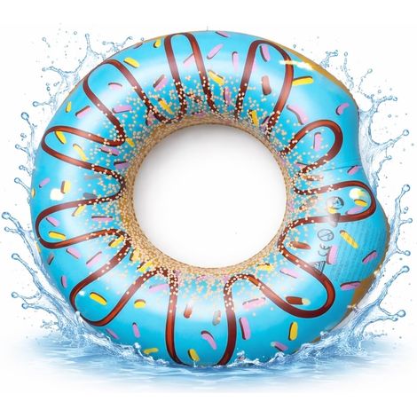Bouée gonflable en forme de donut marron Ø 120 cm avec morsure – Bouée de piscine et eau avec porte-gobelet pour adultes et enfants (1/2)