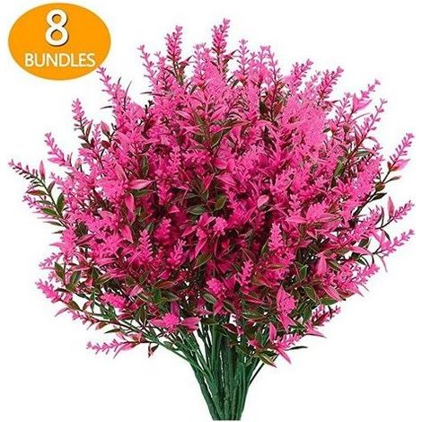 Fleurs artificielles résistantes aux UV - 8 pièces - Hauteur 35 cm - Largeur dépliée 16,5 cm - Couleur Fuchsia (1/5)
