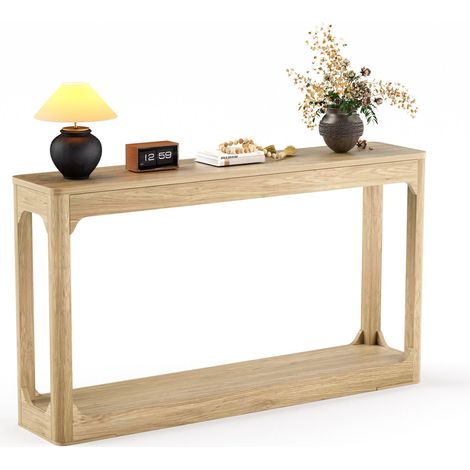 Table Console d'Entrée Incurvée avec Rangement MDF Coloris Bois Naturel 140 x 30 x 79 cm - PANGIVO (1/5)