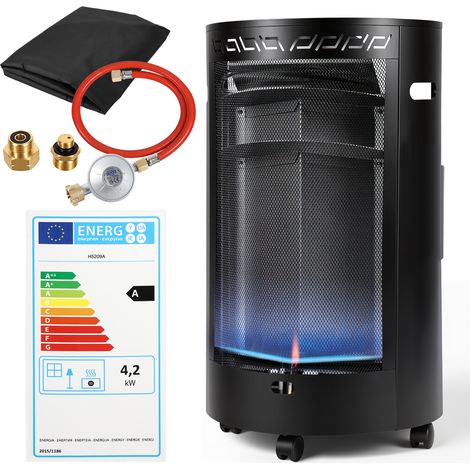 Randaco Mobile Gasheizung Blue Flame, 1600 W/4200 W, Druckregler & Schlauch, 4 Lenkrollen, inkl. 2 EU-Adaptern (1/5)