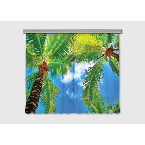 Palms, rideau imprimés palmiers et ciel bleu 180x160 cm, 2 pièces (1/5)