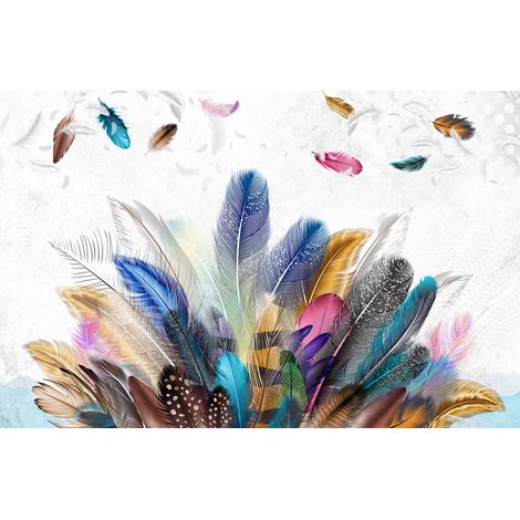 Papier peint panoramique - Plumes Colorées - 130 cm x 84 cm (1/2)