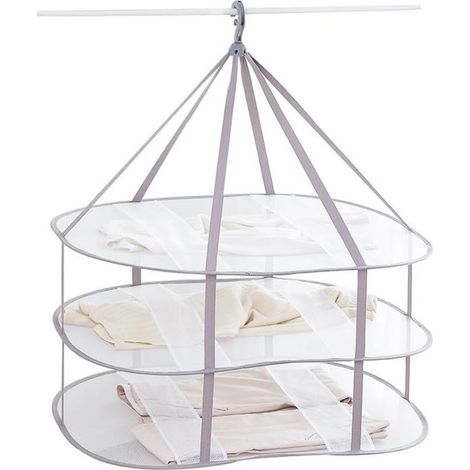 Tendedero plegable de malla de 3 niveles para suéteres, 77 cm de largo x 61 cm de ancho x 78 cm de alto