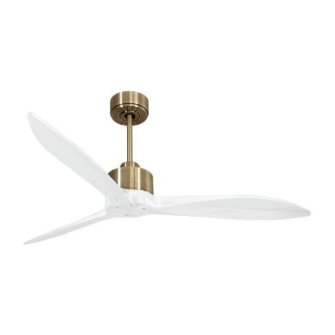 Modulo Latino Slim - Super destratificateur et ventilateur DC 132 cm laiton pales bois blanc idéal 26 à 40 m²