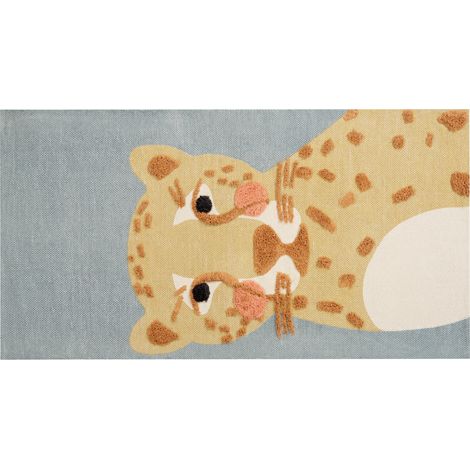 Alfombra de algodón amarillo mostaza gris blanco negro 80 x 150 cm leopardo Tangse
