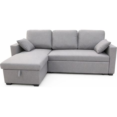 3-Sitzer-Ecksofa mit Stauraum aus grauem Stoff CELBRIDGE