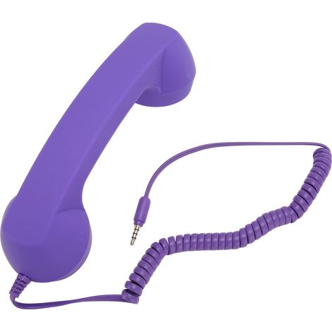 Combiné Téléphone Filaire 3.5mm Design Rétro Réduction Radiations Compatible Smartphone Ordinateur Câble Spirale 2.7m Violet (1/5)