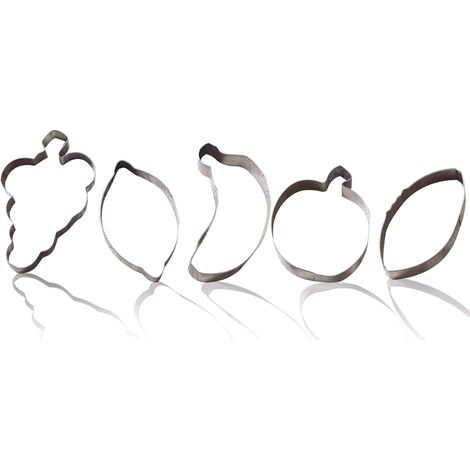 Zenker 44854 Set 5 formine tagliabiscotti (UVA, Banana, Mela, Limone, Avocado), Acciaio Inox