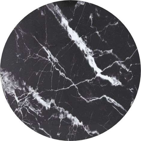 Plateau de table en verre trempé noir Ø30 x 0,8 cm aspect marbre (1/4)