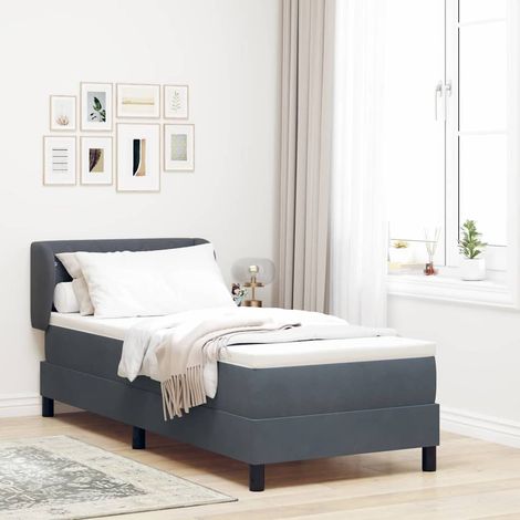 vidaXL Cama tipo Box Spring Gris oscuro 80 x 200 cm Terciopelo (1/5)