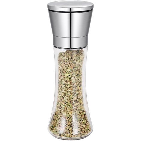 2 Pièces Ensemble de Moulins à Sel et Poivre en Acier Inoxydable, Poivre en Céramique de Qualité Supérieure avec Grosseur Réglable Moulin a Sel Poivrier Manuel pour la maison ou la cuisine, 200 (1/5)
