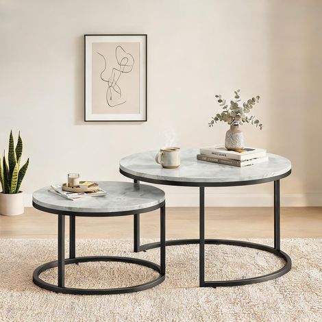 Table basse coloris gris en métal MDF 78,5 x 78,5 x 46,5 cm (1/5)