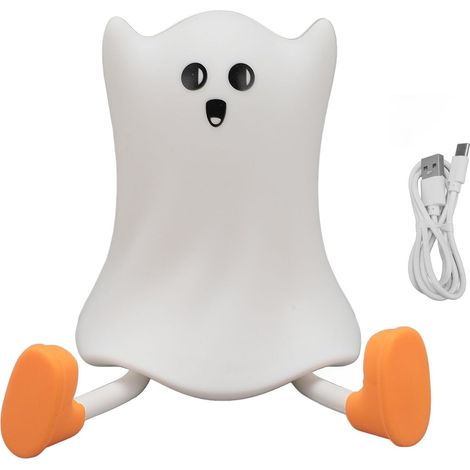 Veilleuse mignonne en silicone rechargeable 3000 K lumière chaude à intensité variable LED robinet fantôme lampe de nuit pour chambre à coucher (1/5)