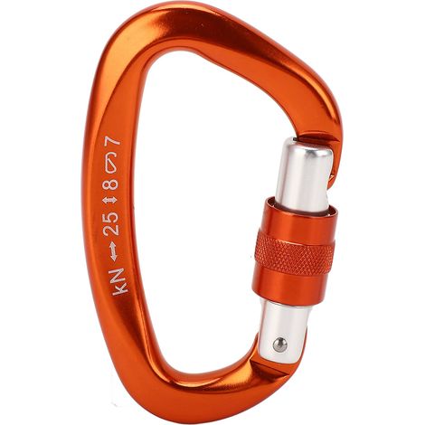 Mousqueton D en Alliage d'Aluminium à Verrouillage Automatique, Anneau D Robust pour Escalade et Camping, Orange