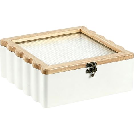 Boîte rangement multifonctionnelle en bois rustique avec couvercle pour sachets thé, idéale pour le bureau ou la table. Organisateur sachets (1/5)