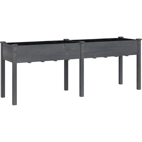 Jardinière Bac à fleurs avec doublure gris 203x53x76 cm bois massif de sapin (1/5)