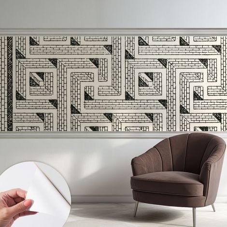 Papier peint adhésif autocollant pour salon chambre à coucher peint imprimé pour mur Labyrinthe de briques 250x104 cm (1/5)