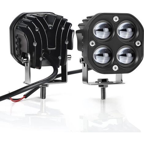 (2er-Set) LED-Arbeitsscheinwerfer für Fahrzeuge – 40 W – Kleeblattlinse – 5D-Zweifarbenlicht (weiß/gelb) – 4-LED-Fokussierstrahl – Quadratische Zusatzscheinwerfer für Motorräder (1/5)